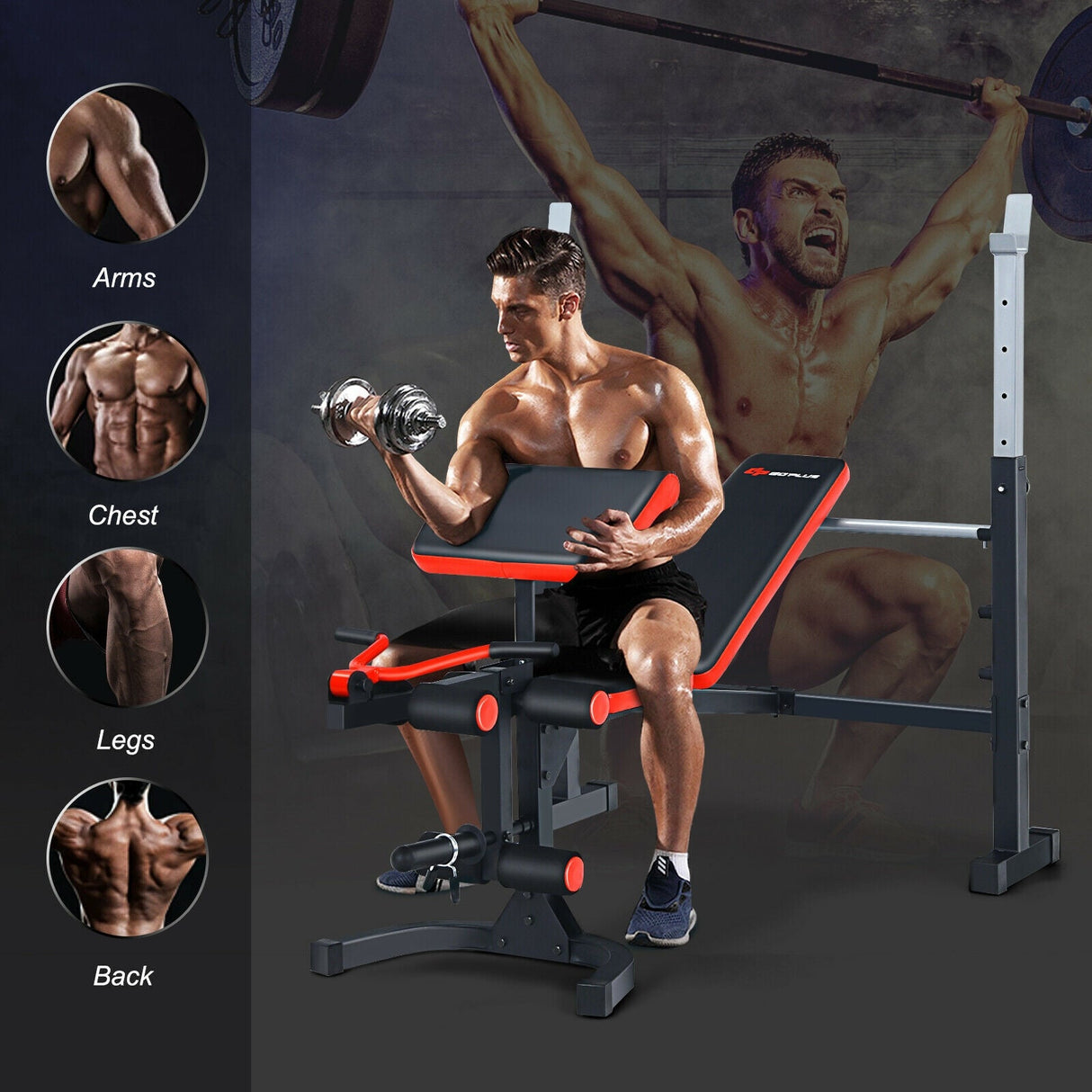 Banco de pesas olímpico ajustable para ejercicio de cuerpo completo y entrenamiento de fuerza