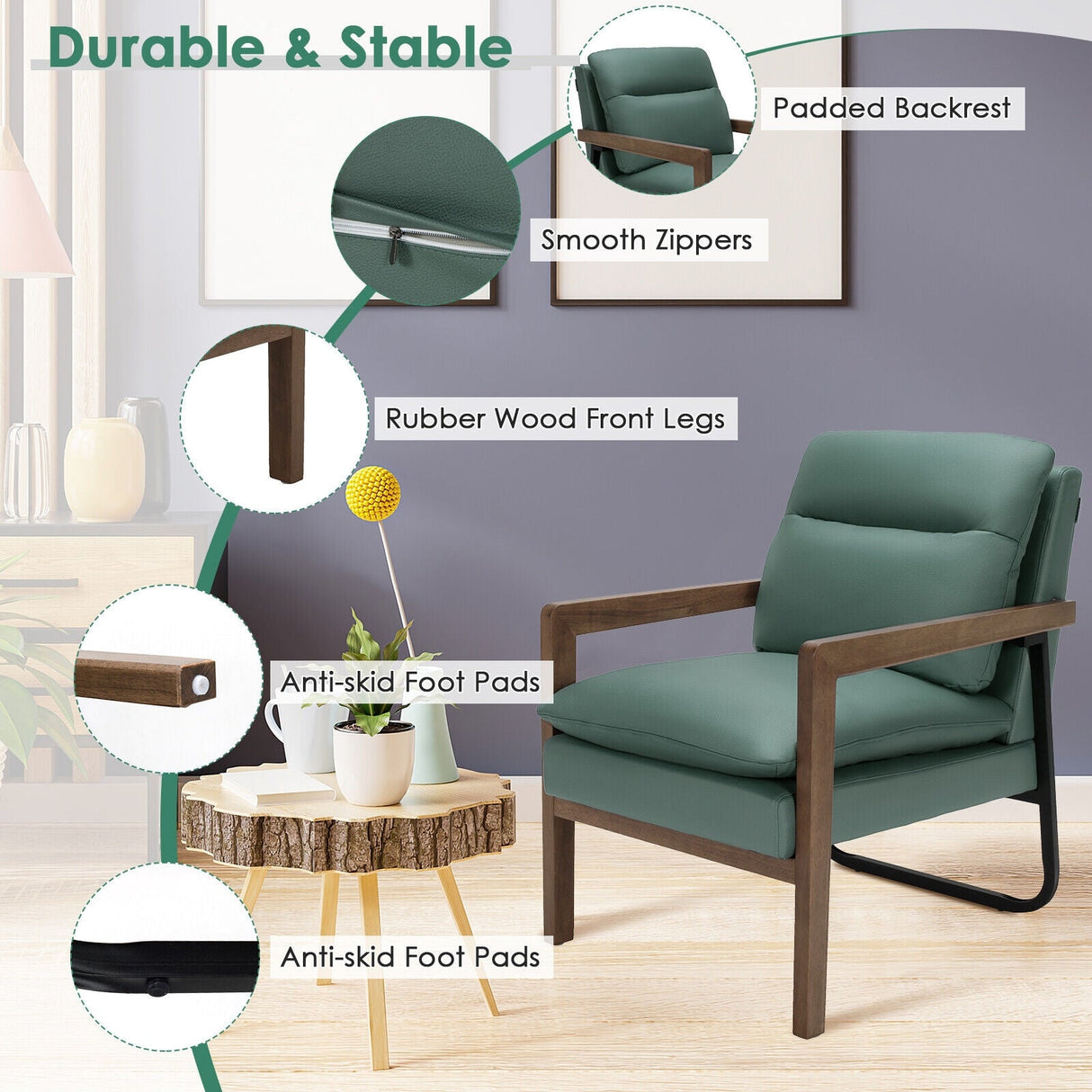 Sillón individual con respaldo y asiento acolchados extragruesos