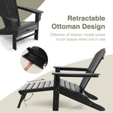 Patio HDPE Adirondack Chair with Retractable Ottoman