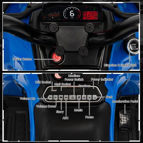 Quad ATV de 12V para niños con MP3 y faros delanteros