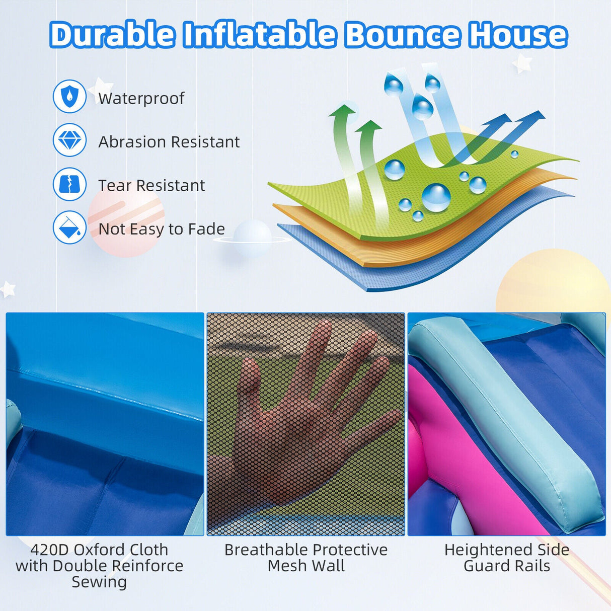 Castillo hinchable espacial 3 en 1 con soplador de 480W
