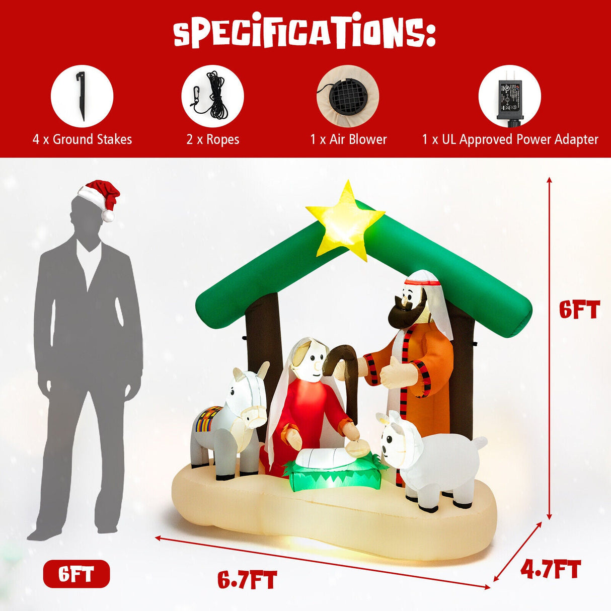 6.7 pies inflable navideño con luces LED