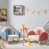 Mecedora para niños Sofá tapizado de terciopelo para niños con patas de madera maciza