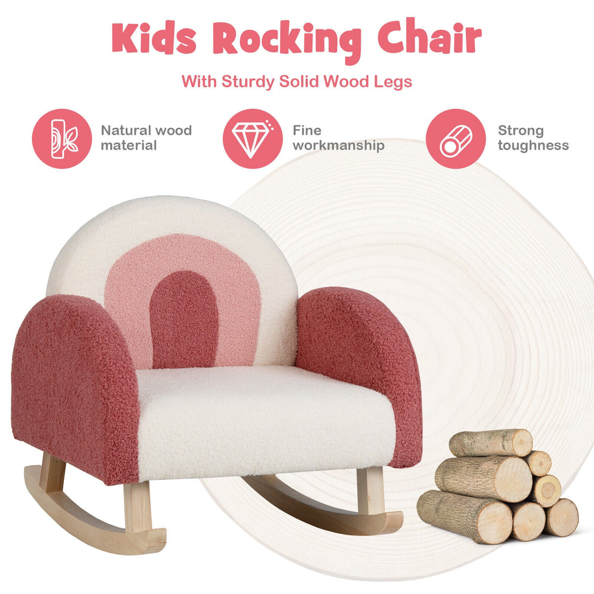 Mecedora para niños Sofá tapizado de terciopelo para niños con patas de madera maciza