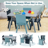 Set de Muebles de Actividad de Madera de 5 Piezas para Niños con Bloques de Construcción - Azul