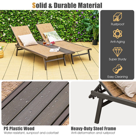 Tumbona doble de patio con panel central - Marrón