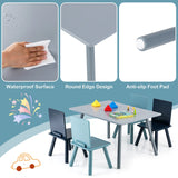 Set de Muebles de Actividad de Madera de 5 Piezas para Niños con Bloques de Construcción - Azul