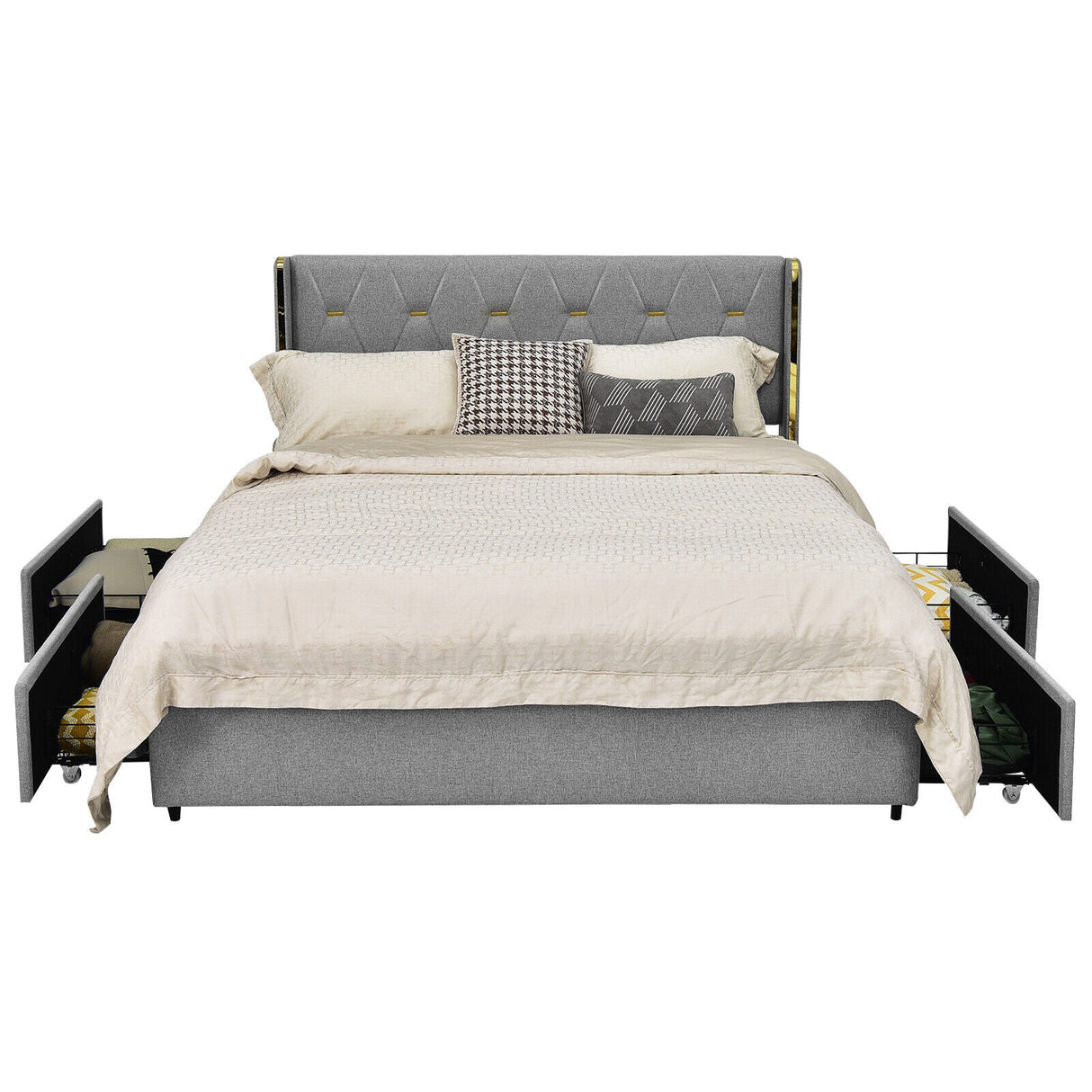 Base de cama para colchón con 4 cajones de almacenamiento