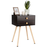 Modern Nightstand Bedside Table Mid Century with 2 Drawers-Natural