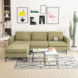 Sofá modular seccional en forma de L de 3 asientos con chaise reversible y 2 puertos USB - Verde