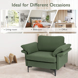 Sillón moderno de tela con muelles distribuidos originales y cojines en los reposabrazos
