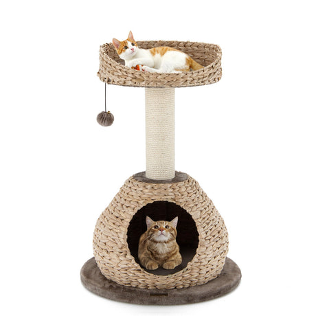 Torre para gatos artesanal de 28 pulgadas con plataforma de salto