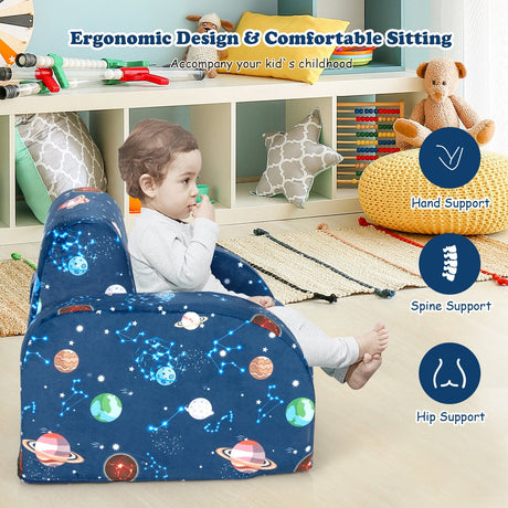 Sofá cama convertible 3 en 1 para niños, silla abatible, tumbona para niños pequeños