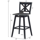 Set of 2 360-Degree Swivel Bar Stools for Home Restaurant