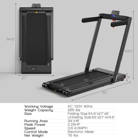 Cinta de correr plegable 2 en 1 con doble pantalla LED