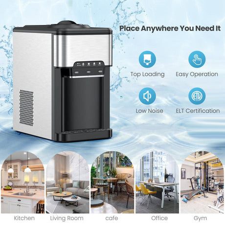 Dispensador de agua 3 en 1 con máquina de hielo y ajustes de temperatura