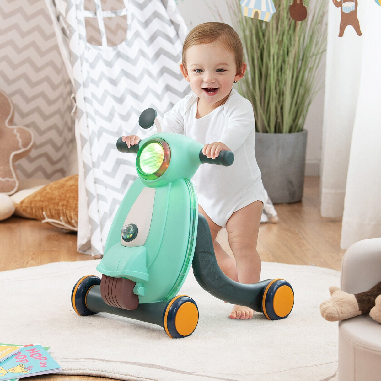 Andador de aprendizaje 2 en 1 con luces y sonidos para bebés