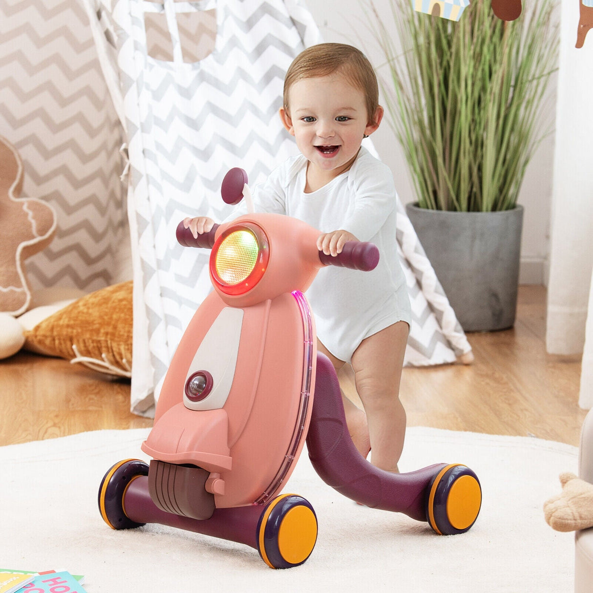 Andador de aprendizaje 2 en 1 con luces y sonidos para bebés