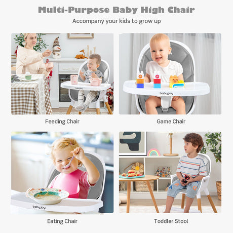 Silla alta convertible 4 en 1 para bebés, silla de alimentación infantil con bandeja ajustable