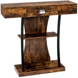 Mesa Consola con Cajón y Estantes de 2 Niveles para Entrada/Sala de Estar