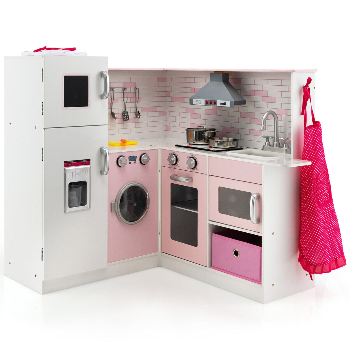 Juego de cocina de esquina de madera con sonido y luz