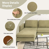Sofá modular seccional en forma de L de 3 asientos con chaise reversible y 2 puertos USB - Verde