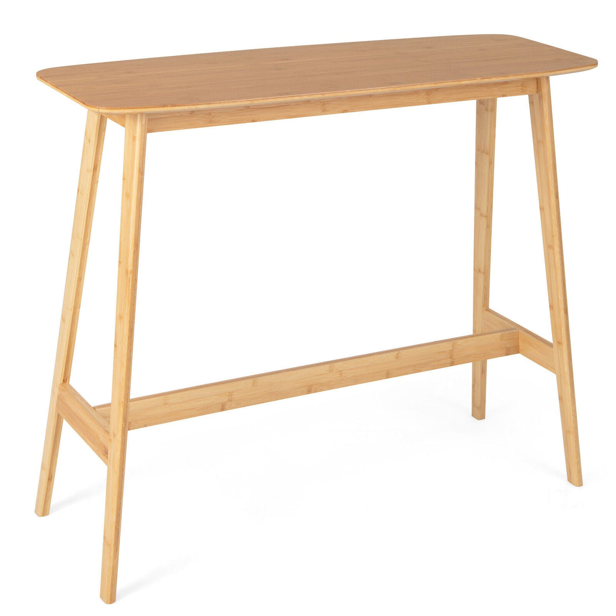 Mesa Alta de Bambú de 48 Pulgadas, Mesa de Consola de Comedor Tipo Bar-Natural