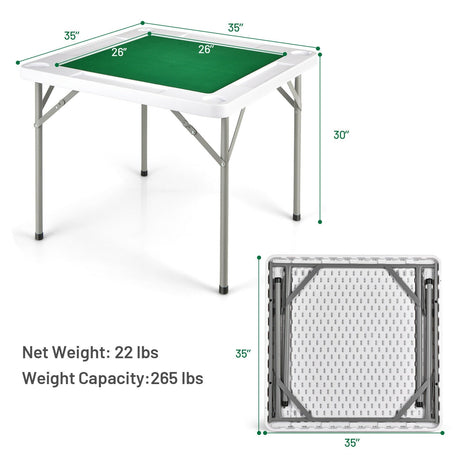 4-Player Mahjong Game Table with Iron Frame