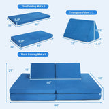 Juego de sofá convertible para niños de 4 piezas con 2 alfombrillas plegables - Amarillo