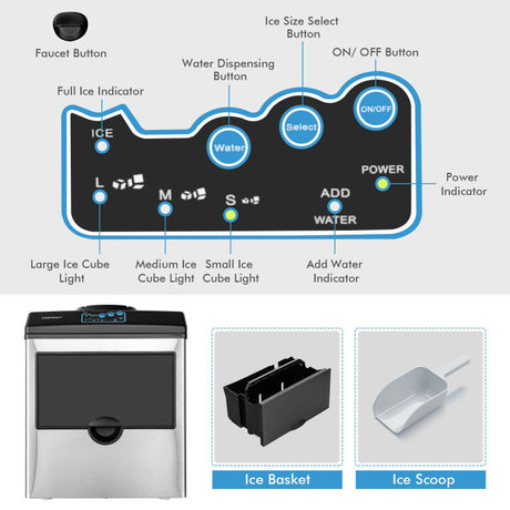 Dispensador de agua y máquina de hielo 2 en 1