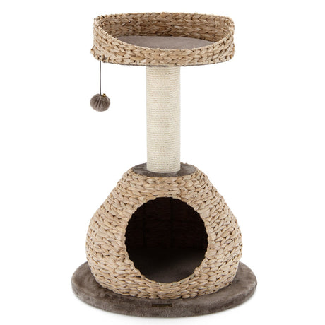 Torre para gatos artesanal de 28 pulgadas con plataforma de salto