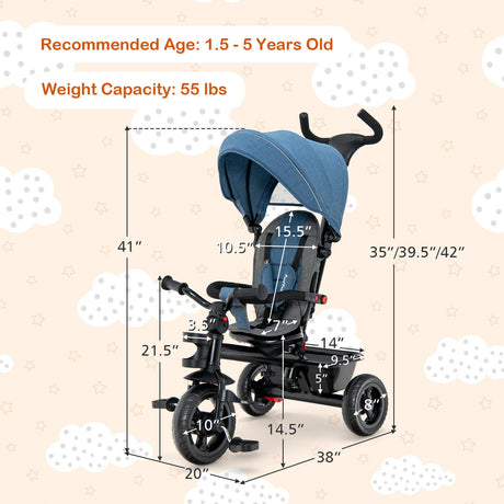 Triciclo para bebés 4 en 1 con asiento convertible