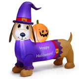 Dachshund inflable de Halloween de 5 pies de largo con calabaza