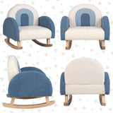 Mecedora para niños Sofá tapizado de terciopelo para niños con patas de madera maciza