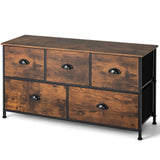 Organizador de Cómoda con 5 Cajones y Tapa de Madera-Marrón Rústico