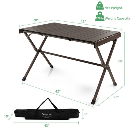Mesa de camping portátil de aluminio para 4-6 personas con bolsa de transporte