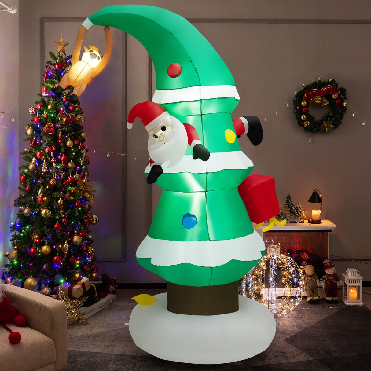 Árbol de Navidad inflable de 8 pies con Papá Noel