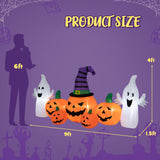 Calabazas Hinchables de Halloween de 2.74 metros de Largo con 2 Fantasmas