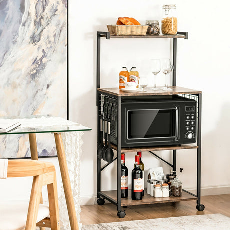 Estantería de cocina de 4 niveles con ruedas