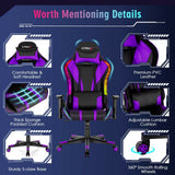 Silla Gamer Ajustable Giratoria para Computadora con Luces LED Dinámicas