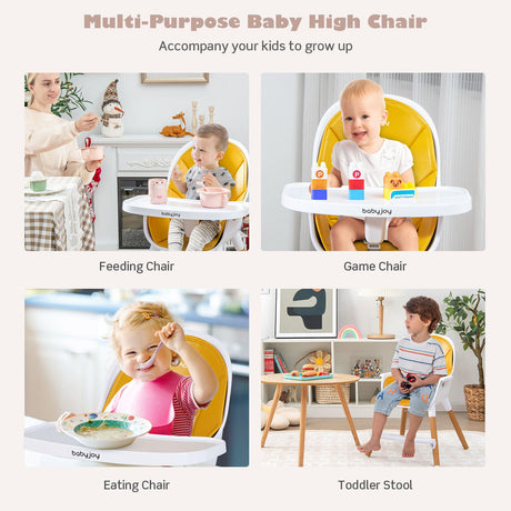 Silla alta convertible 4 en 1 para bebés, silla de alimentación infantil con bandeja ajustable