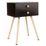 Modern Nightstand Bedside Table Mid Century with 2 Drawers-Natural