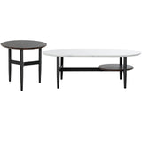 Set of 2 Modern Nesting Coffee Table with Extra Storage Shelf-White