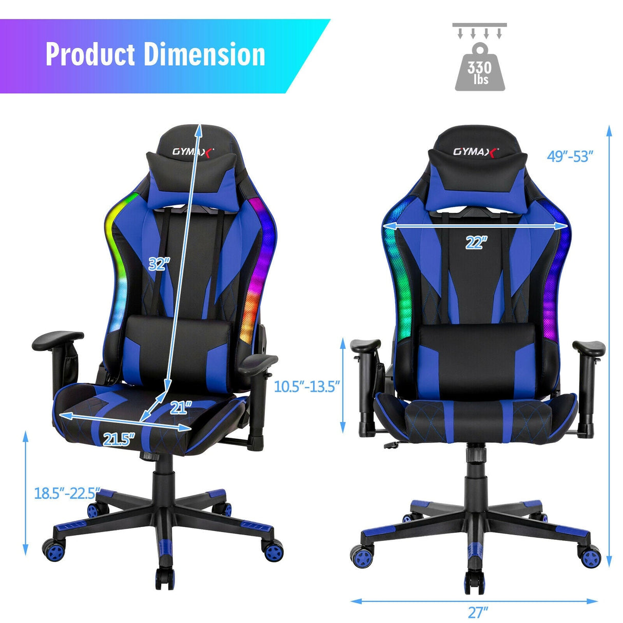 Silla Gamer Ajustable Giratoria para Computadora con Luces LED Dinámicas