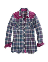 Tin Haul 00167 Camisa Western para Mujer a Cuadros Ombre Estrella (Azul)