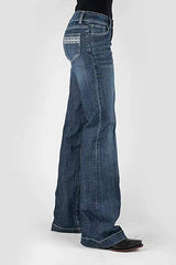 Pantalones vaqueros de mujer Tin Haul 460 Ella Fit con bolsillos bordados ( lavado oscuro de mezclilla )