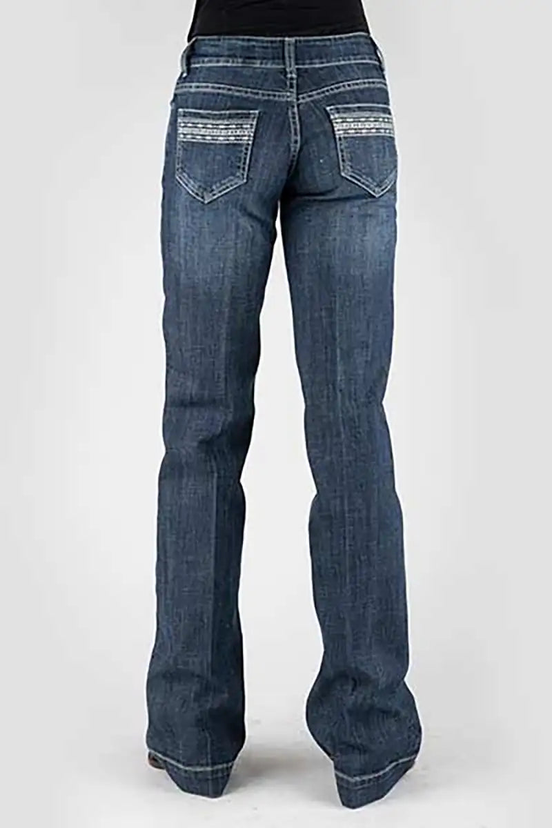 Pantalones vaqueros de mujer Tin Haul 460 Ella Fit con bolsillos bordados ( lavado oscuro de mezclilla )