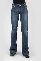 Pantalones vaqueros de mujer Tin Haul 460 Ella Fit con bolsillos bordados ( lavado oscuro de mezclilla )