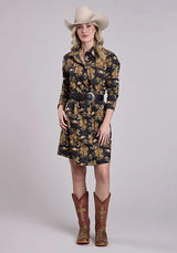 Vestido vaquero Tin Haul 2565 estampado vaquero (negro) - Mujer