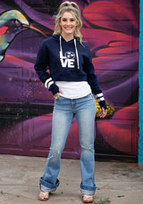 Sudadera con capucha para mujer Tin Haul Love Print (azul marino)